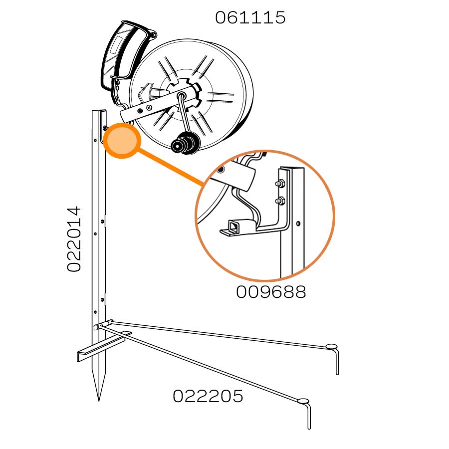 Haspelhoekpaal voor 3 haspels/3 isolatoren 1.25m